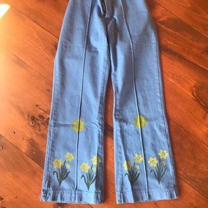 Big Bud press western pants with block-printed art